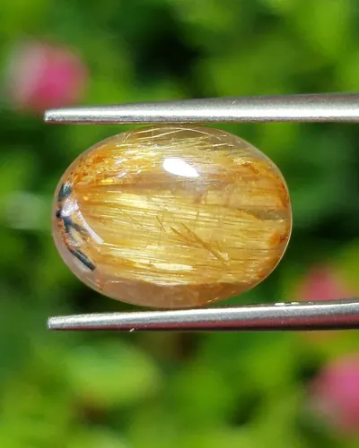 ตาแมว ไหมทอง ควอตซ์ Cat eye Golden Rutilated Quartz