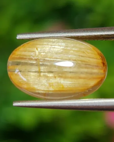 ตาแมว ไหมทอง ควอตซ์ Cat eye Golden Rutilated Quartz